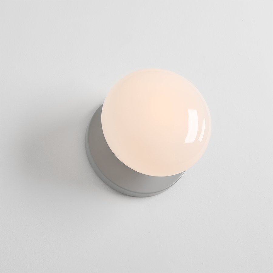 FLO OPAL GLASS ORB SWITCH WALL LIGHT GREY - DYKE & DEAN