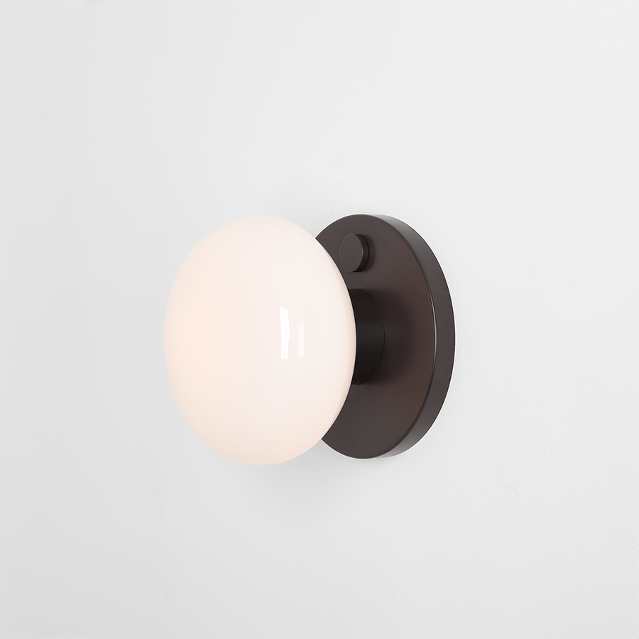 FLO OPAL GLASS ORB SWITCH WALL LIGHT MOKKA - DYKE & DEAN