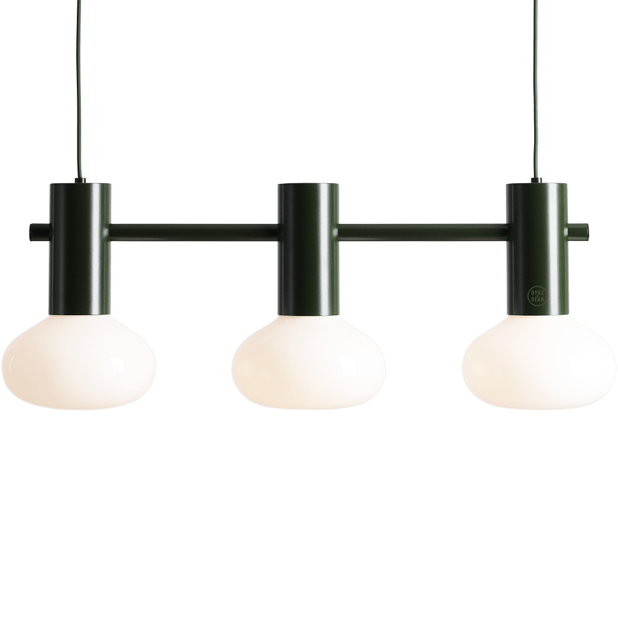 FLO SUSPENSION PENDANT 3 OPAL GLASS LIGHT MOSS GREEN - DYKE & DEAN