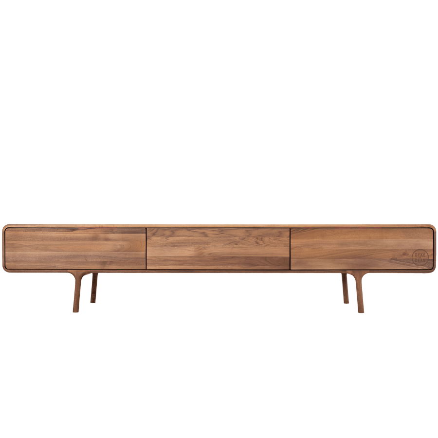 GAZZDA FAWN LOW SIDE BOARD WALNUT 3 DRAWERS - DYKE & DEAN