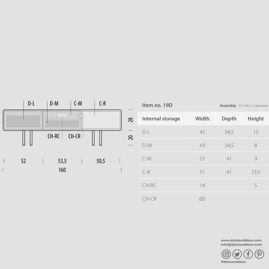 GAZZDA FINA SIDE BOARD BLACK OAK 180 - DYKE & DEAN
