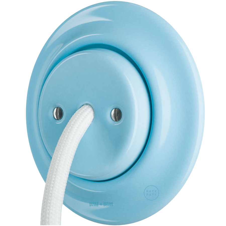 PORCELAIN WALL CABLE GLAND SOCKET PASTEL BLUE - DYKE & DEAN