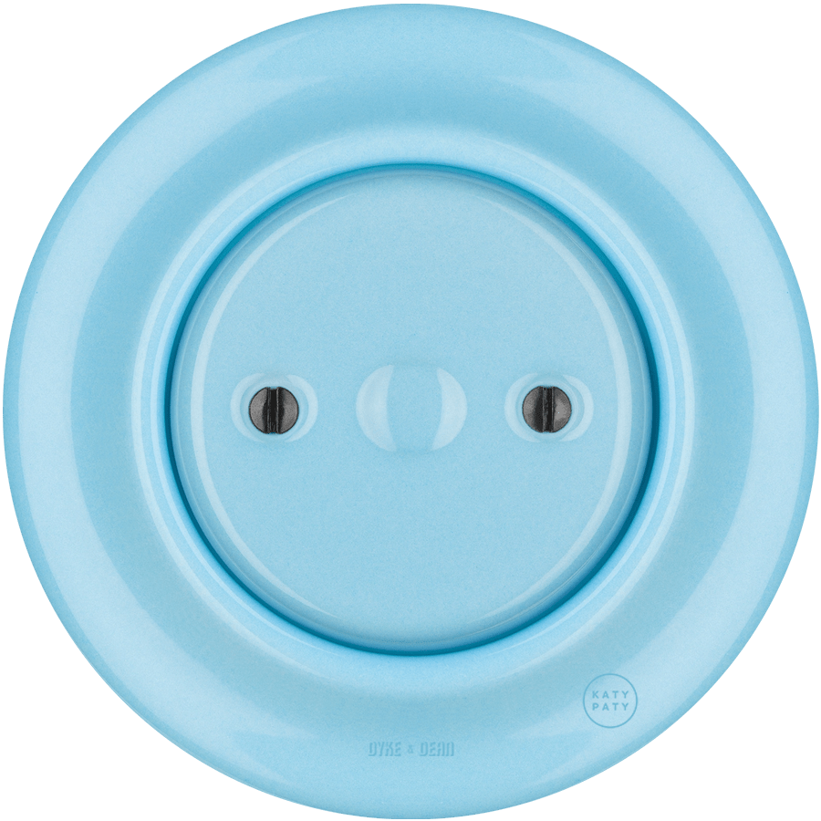 PORCELAIN WALL END PLUG SOCKET PASTEL BLUE - DYKE & DEAN
