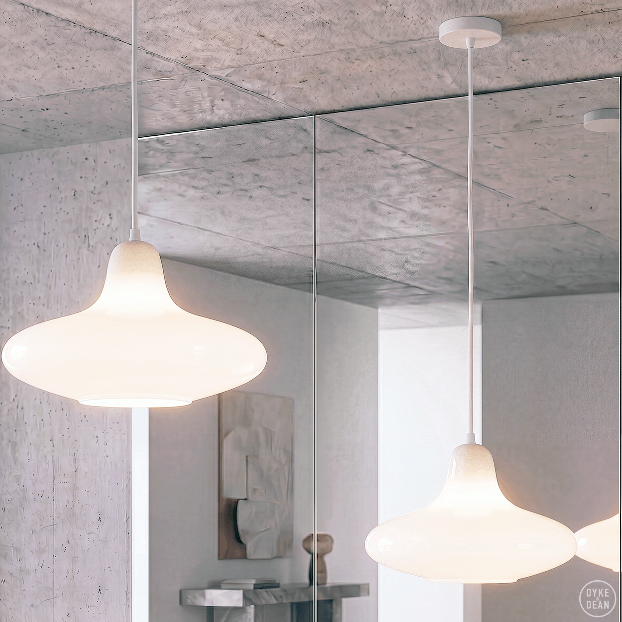 90s OPALINE GLASS PENDANT SHADE - DYKE & DEAN