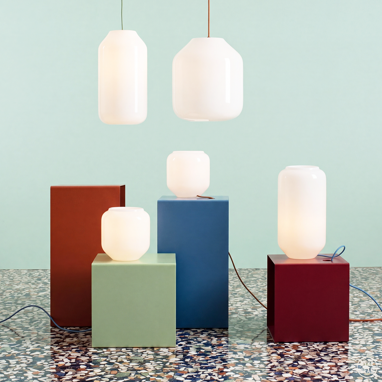FLASK SAPPHIRE BLUE TABLE & FLOOR GLASS LIGHT