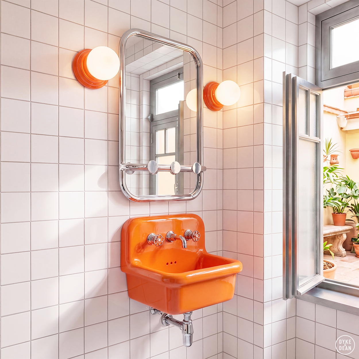 ORANGE CERAMIC SCONCE WATERPROOF OPAL GLOBE WALL LIGHT