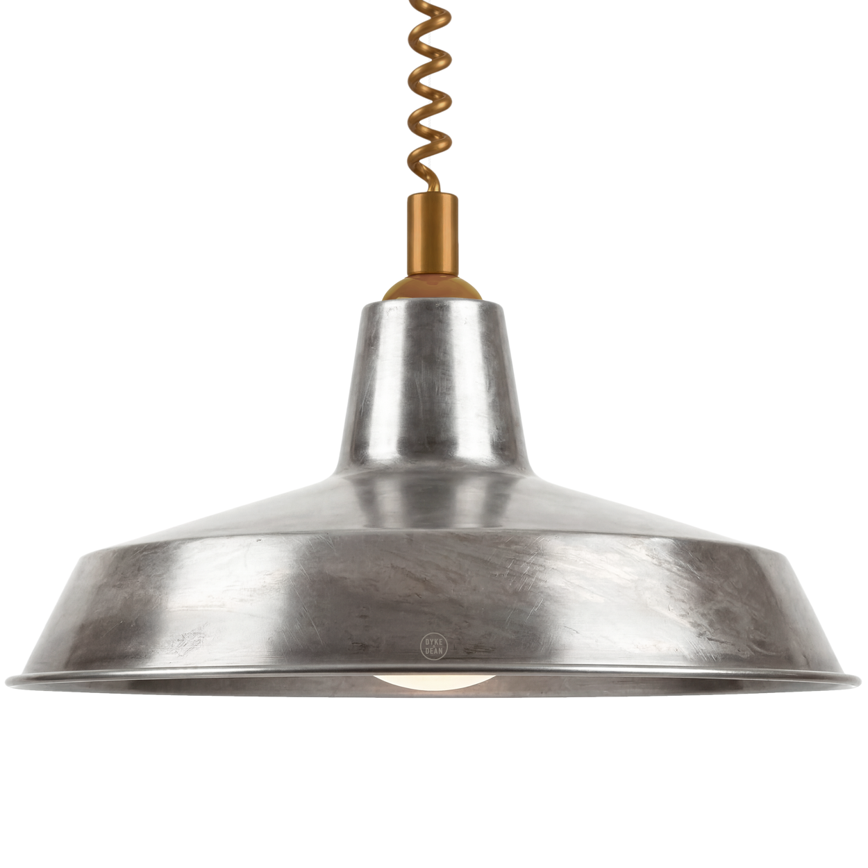 DYKE & DEAN PENDANT LAMPSHADE RAW METAL WITH RETRACTABLE SPRING