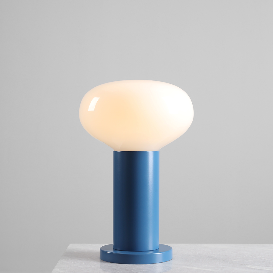 FLO OPAL GLASS ORB SMALL TABLE LIGHT BLUE