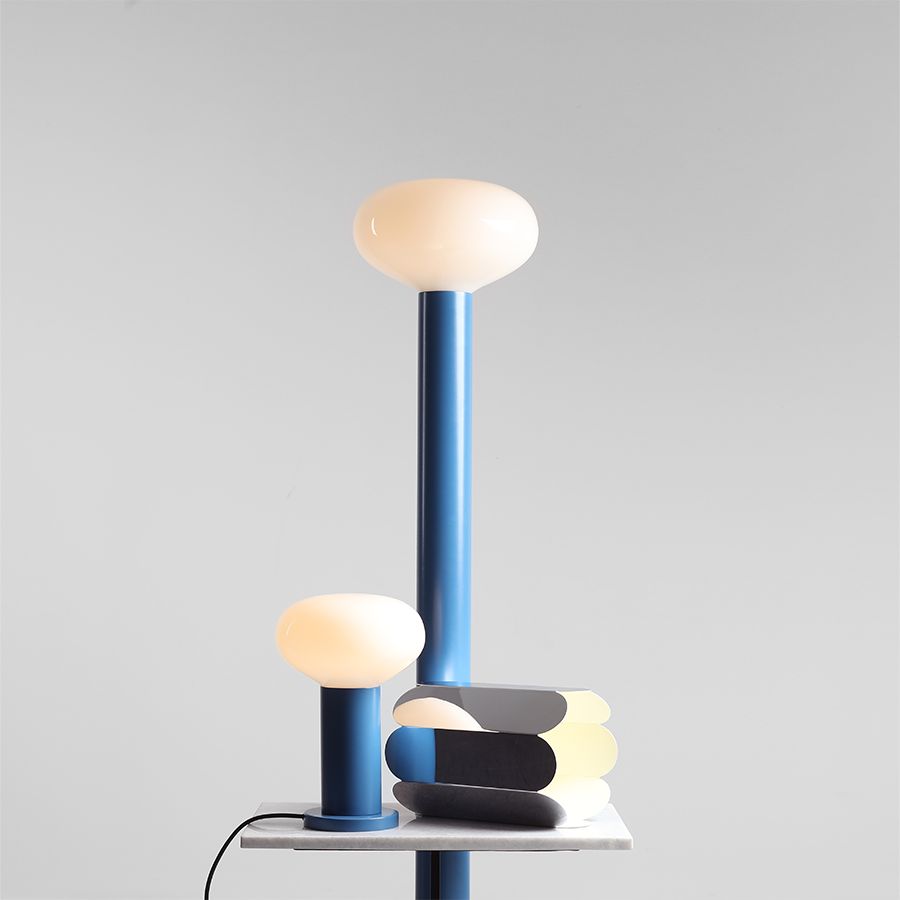FLO OPAL GLASS ORB SMALL TABLE LIGHT BLUE