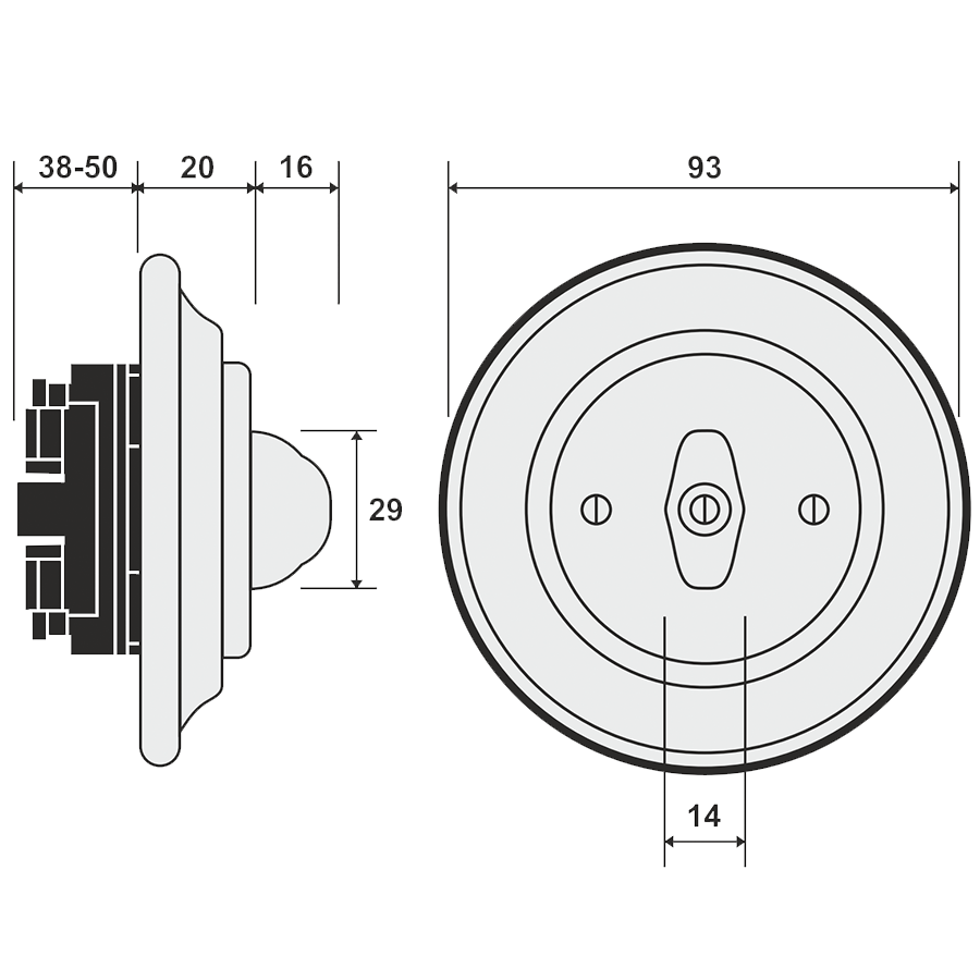 PORCELAIN WALL LIGHT SWITCH CARROT ROTARY