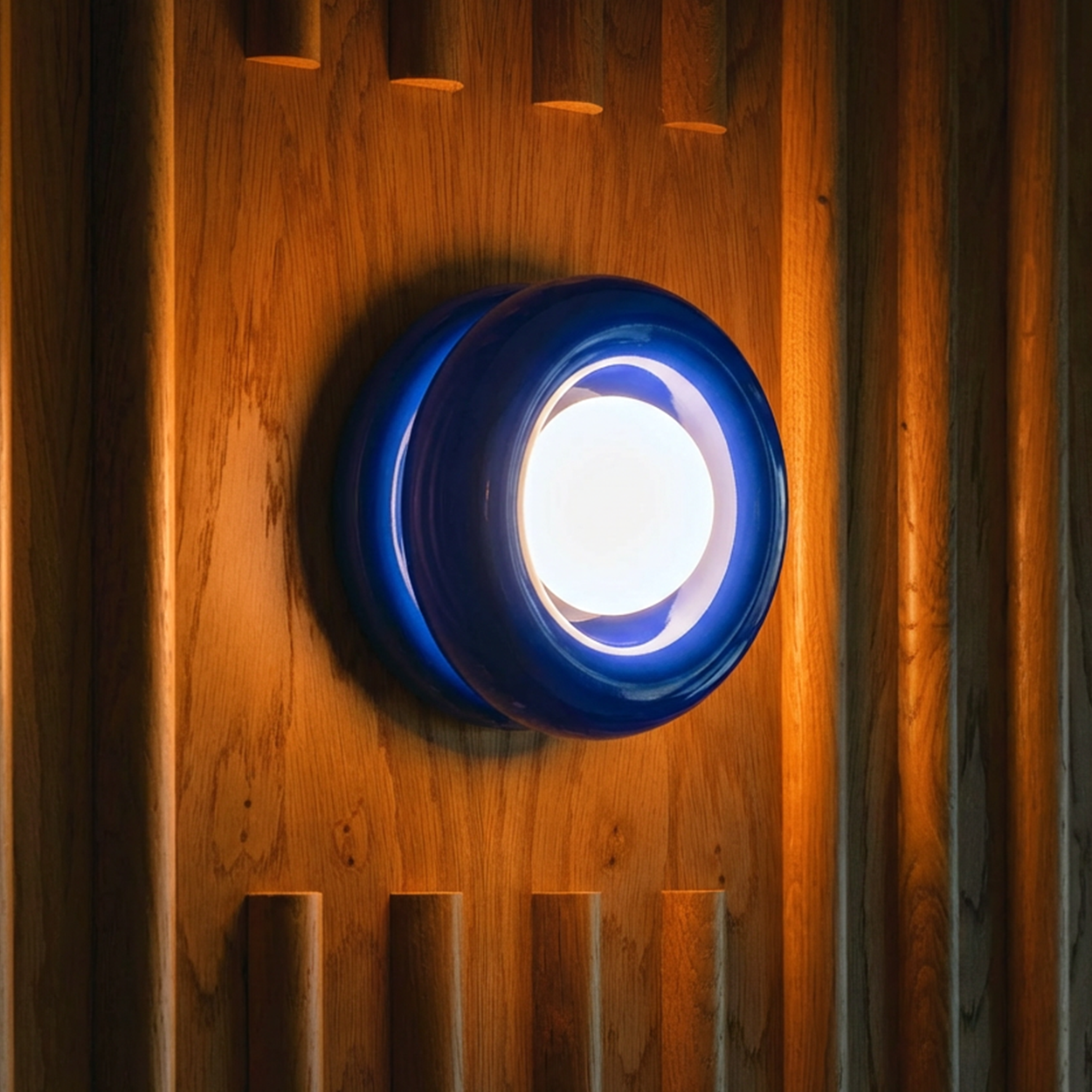 BLUE ORBIT GLASS GLOBE WALL CEILING LIGHT