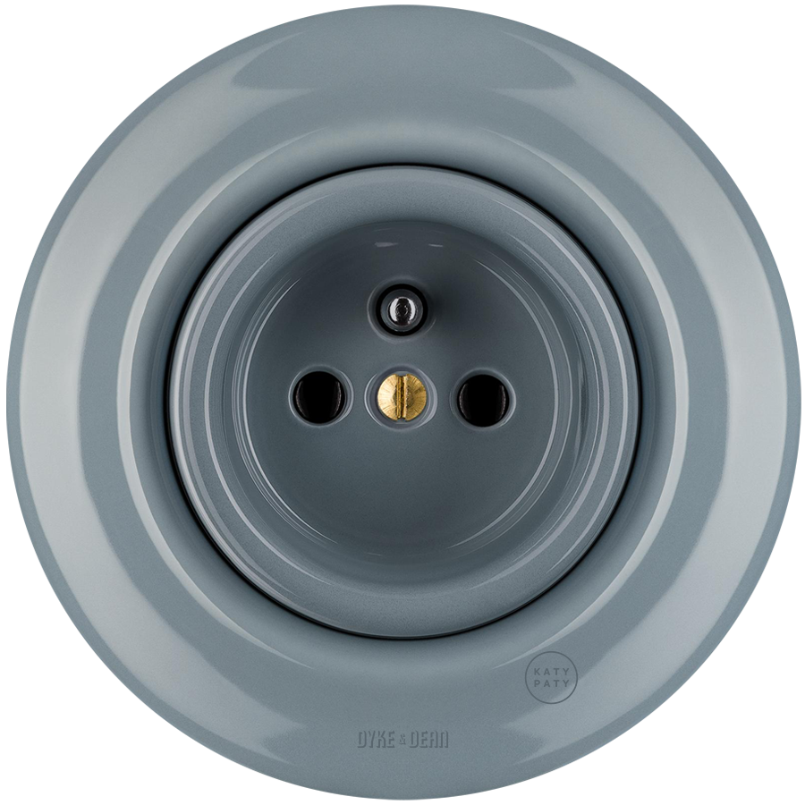 PORCELAIN 2 PIN WALL SOCKET ASH GREY