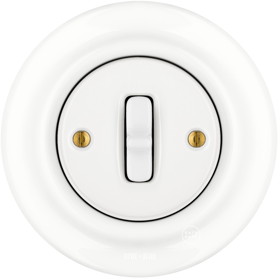 PORCELAIN WALL LIGHT SWITCH WHITE TOGGLE