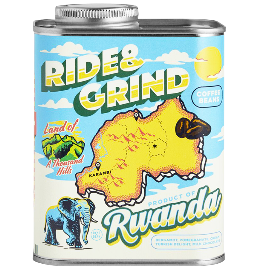 RIDE & GRIND RWANDA COFFEE BEANS TIN