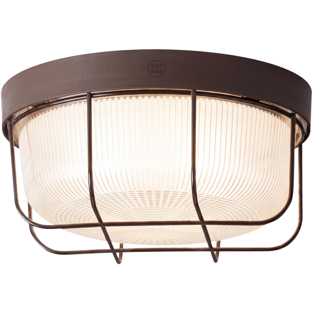 BROWN CAGED INDUSTRIAL ROUND WALL & CEILING BULKHEAD LIGHT