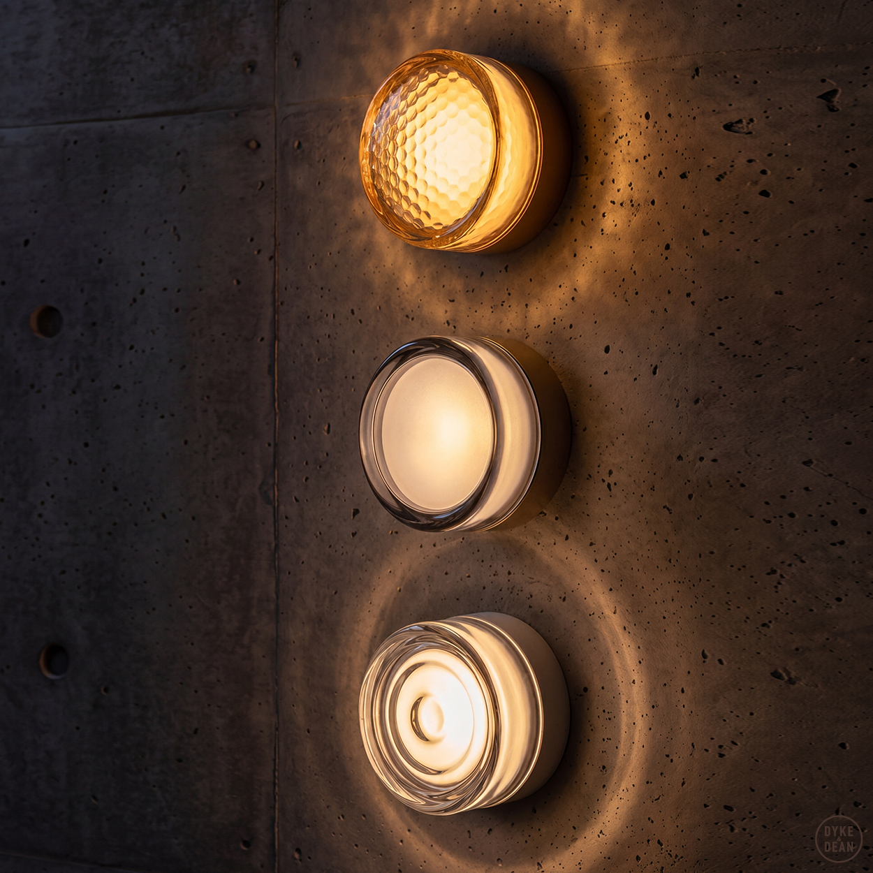 ROUND WATERPROOF GOLD WALL CEILING SCONCE SMOKE LIGHT