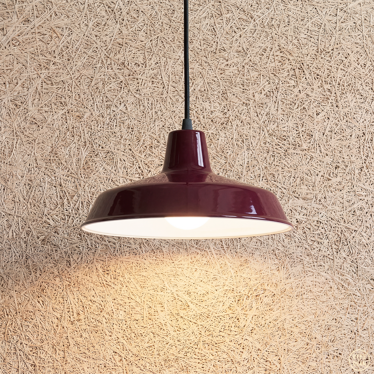DYKE & DEAN SMALL PENDANT LAMPSHADE BURGUNDY E27 BULB HOLDER
