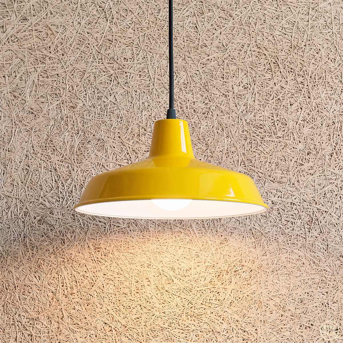 DYKE & DEAN SMALL PENDANT LAMPSHADE YELLOW E27 BULB HOLDER