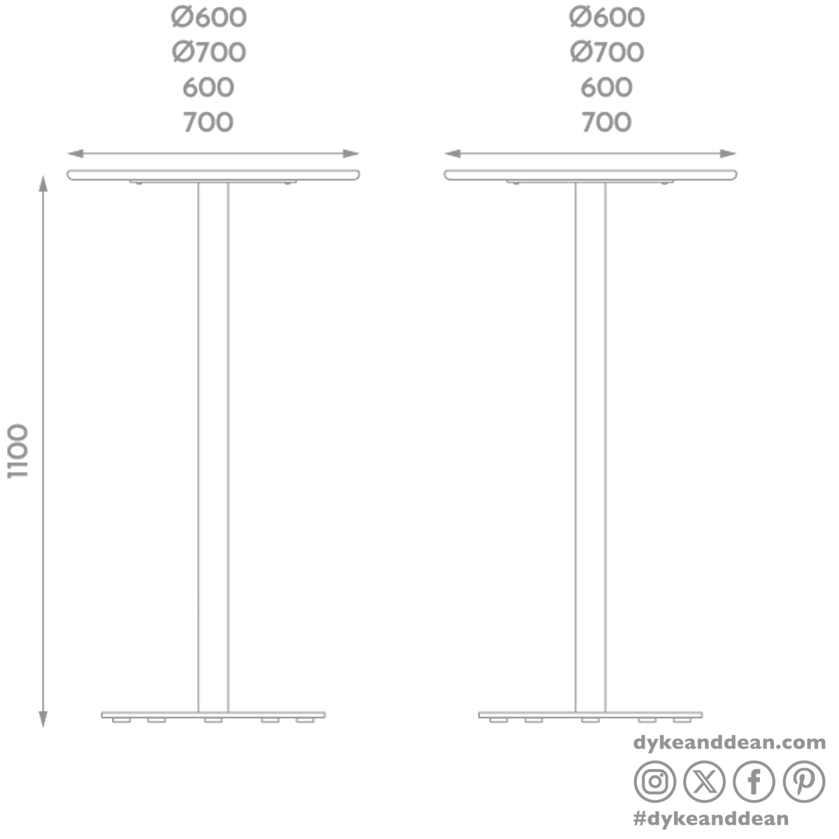 ADICO PLANA ROUND HIGH TABLE WOOD TOP - DYKE & DEAN