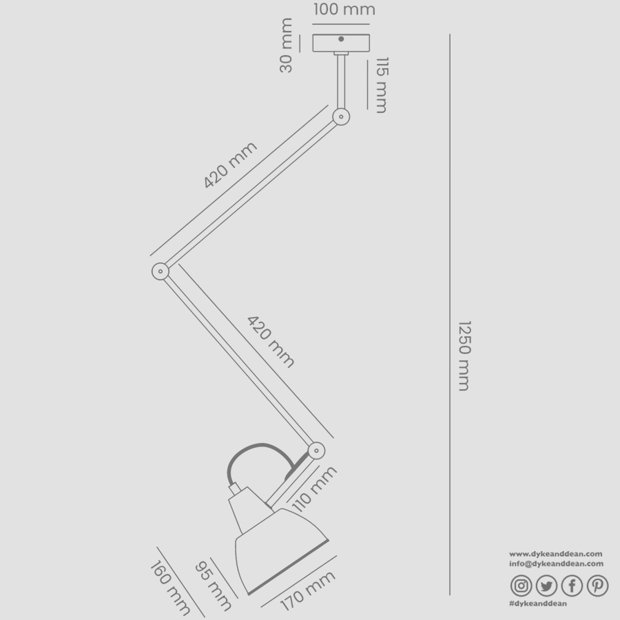 AIDA WALL AND CEILING ADJUSTABLE ARM LIGHT SHADE COBALT - DYKE & DEAN