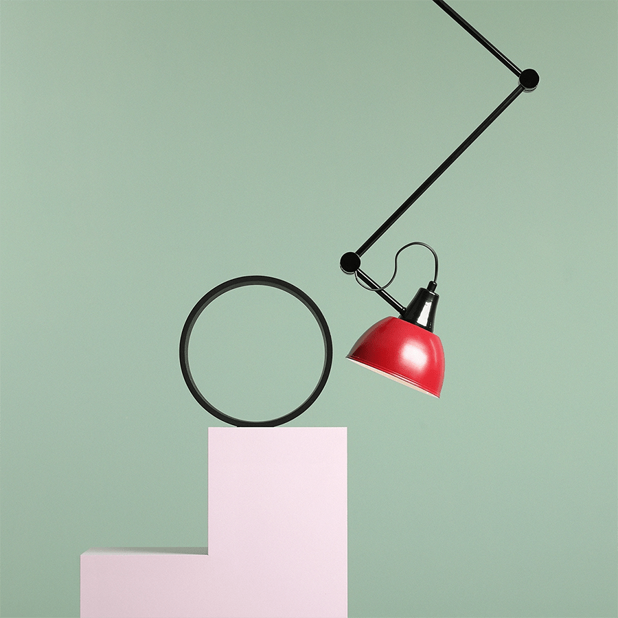 AIDA WALL AND CEILING ADJUSTABLE ARM LIGHT SHADE RED WINE - DYKE & DEAN