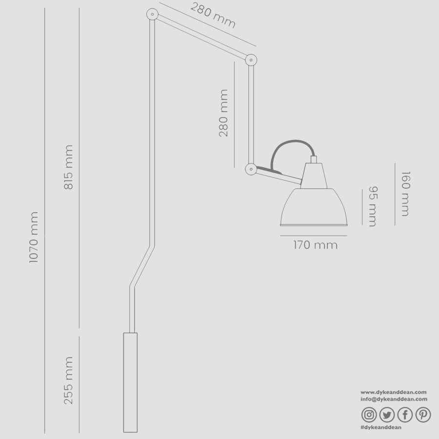 AIDA WALL AND CEILING LONG ADJUSTABLE ARM LIGHT SHADE BEIGE - DYKE & DEAN