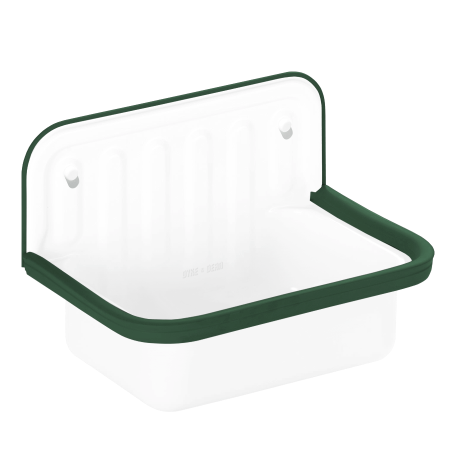 ALAPE SMALL ENAMEL BUCKET SINK GREEN RIM - DYKE & DEAN
