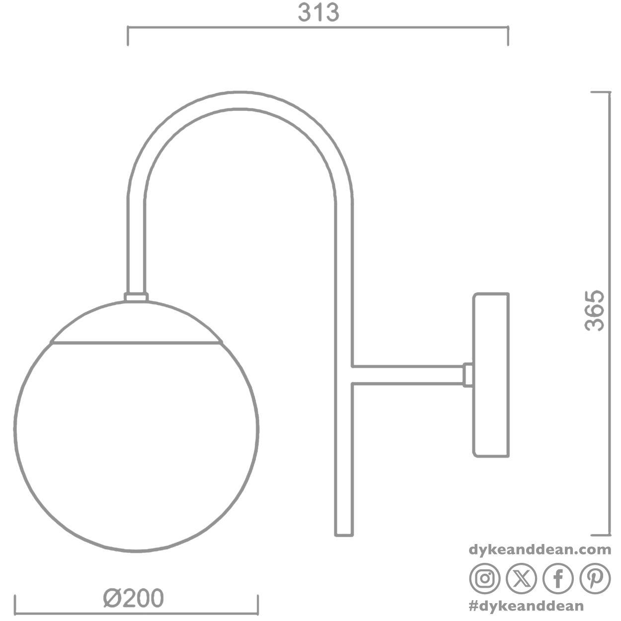 ARC WALL LIGHT SMALL GLOBE - DYKE & DEAN