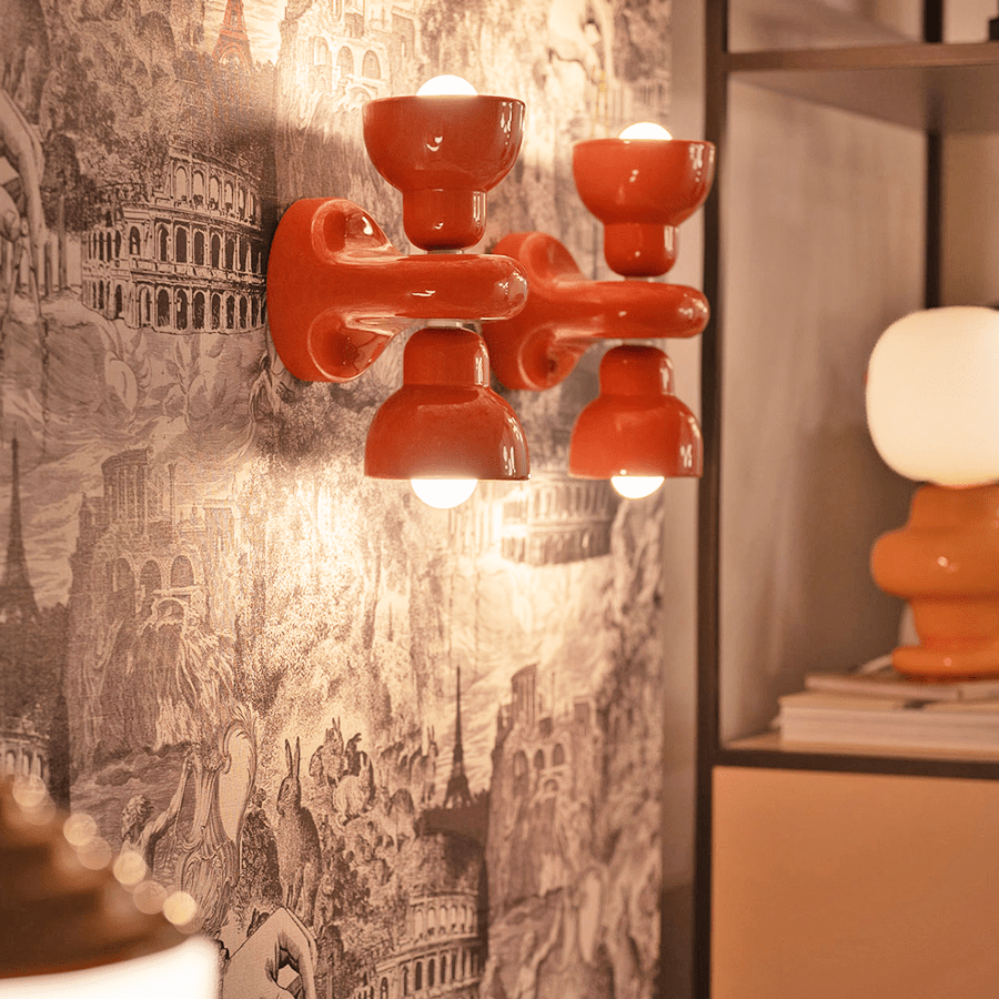 BERIMBAU CERAMIC DOUBLE SHADE WALL LAMP - DYKE & DEAN