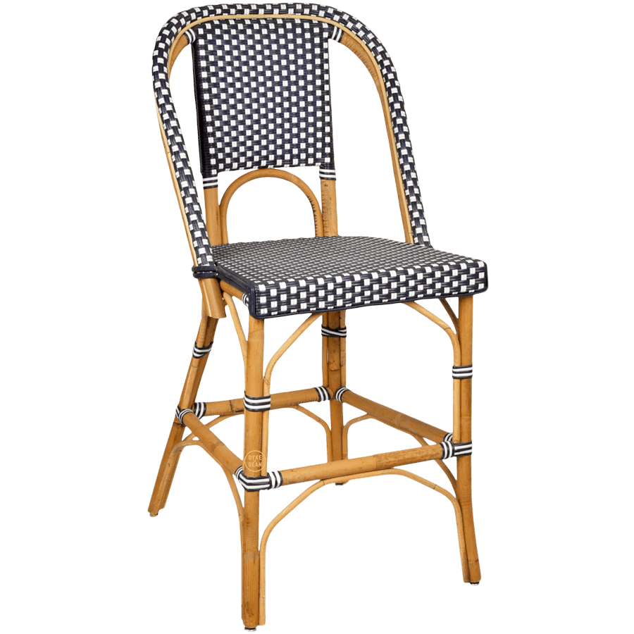 BISTRO RATTAN BAR CHAIR SQUARES BLACK WHITE - DYKE & DEAN