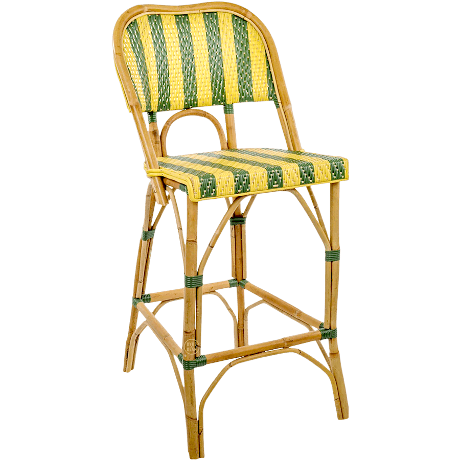 BISTRO RATTAN BAR CHAIR STRIPES YELLOW GREEN - DYKE & DEAN
