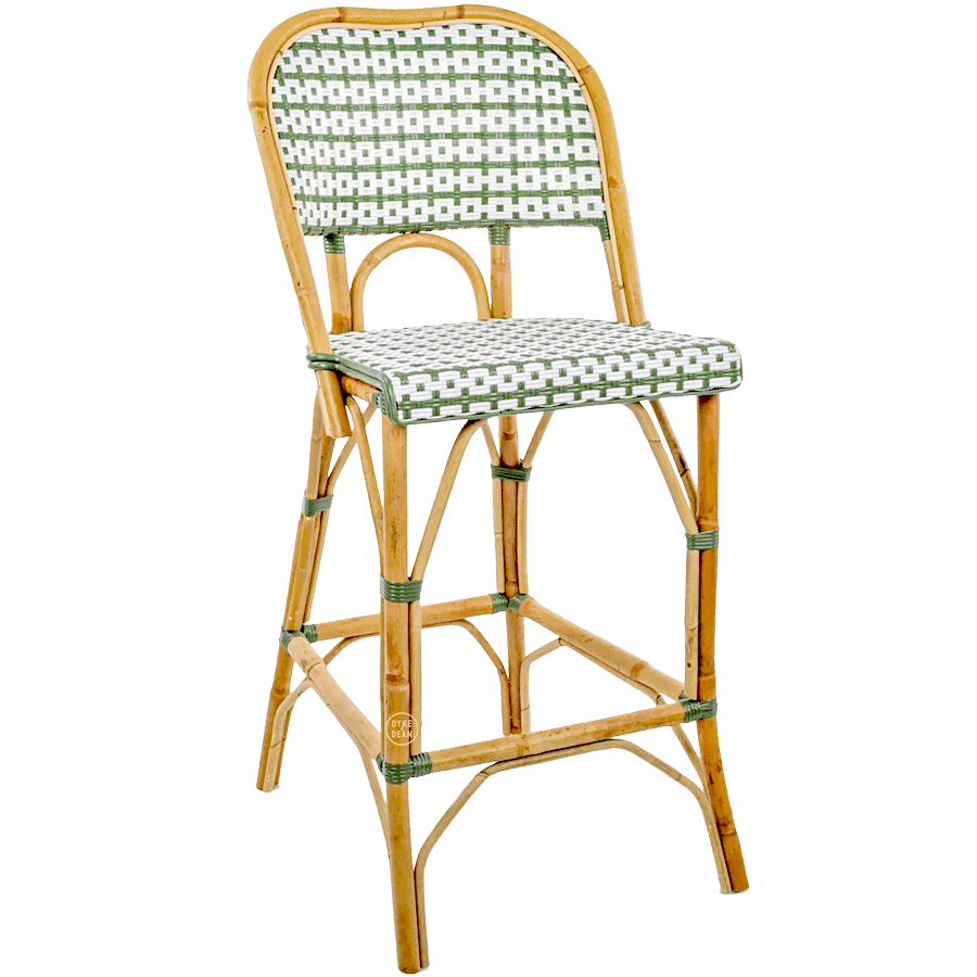 BISTRO RATTAN BAR CHAIR TILES GREEN - DYKE & DEAN