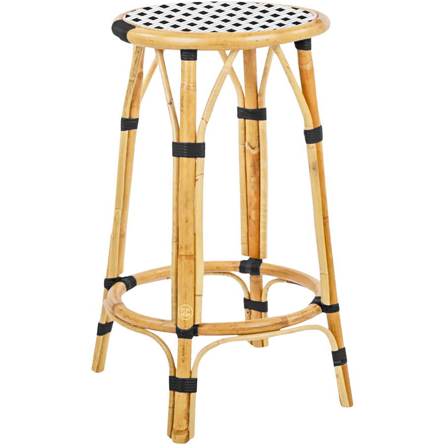 BISTRO RATTAN COUNTER STOOL SQUARE WHITE BLACK - DYKE & DEAN