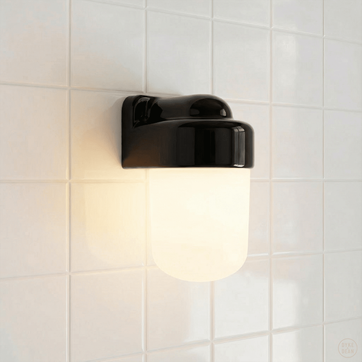 BLACK FROSTED PORCELAIN WATERPROOF SAUNA WALL LIGHT - DYKE & DEAN