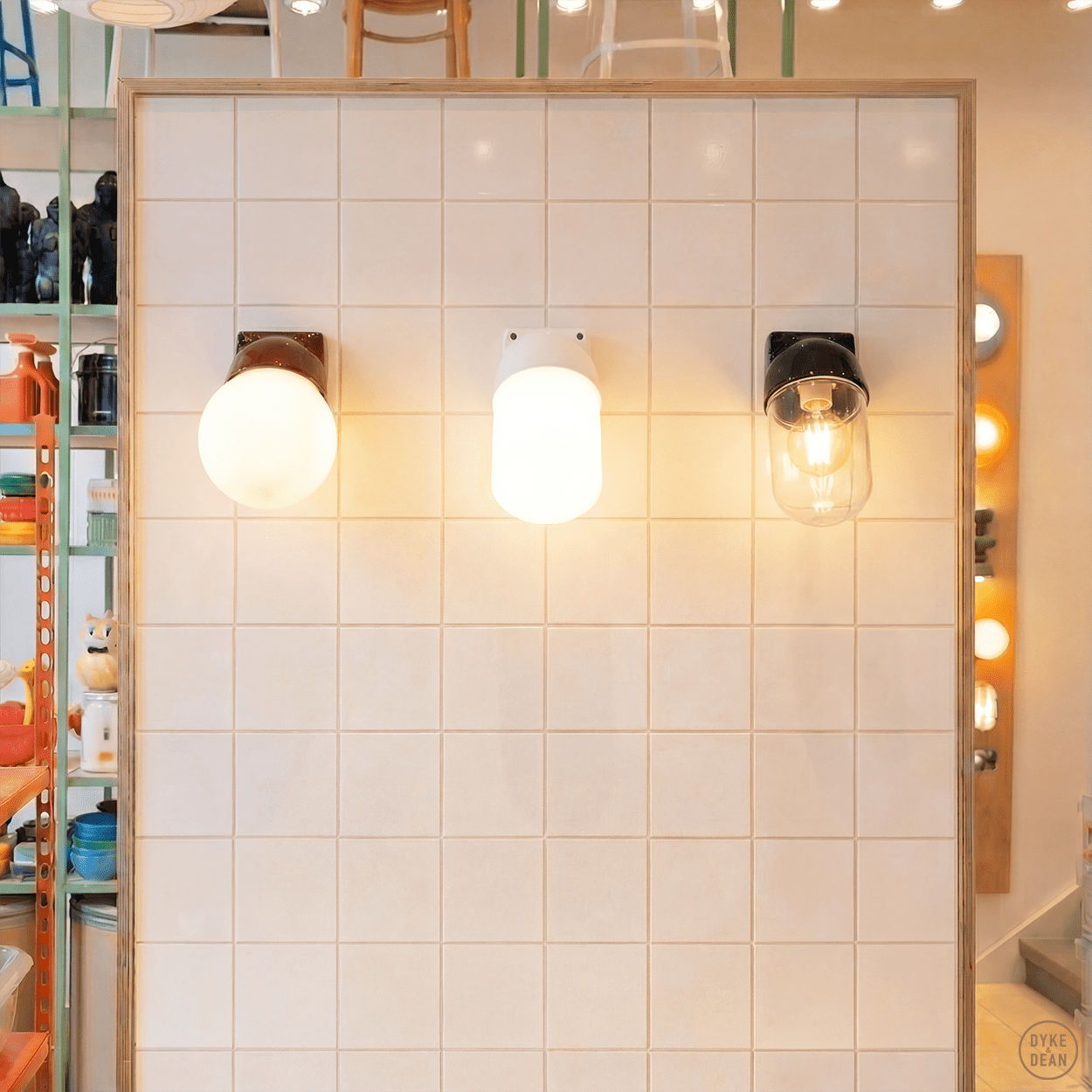 BLACK GLOBE PORCELAIN WATERPROOF ANGLED WALL LIGHT - DYKE & DEAN