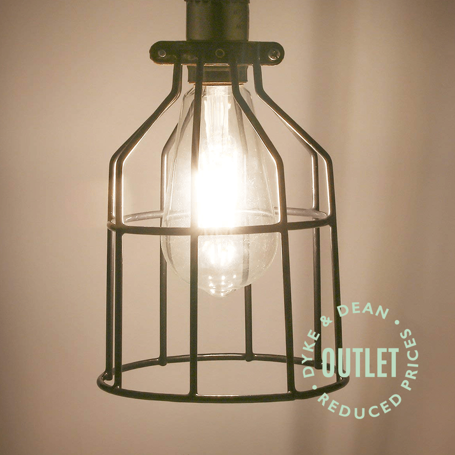 BLACK METAL PENDANT CAGE LIGHT OUTLET - DYKE & DEAN
