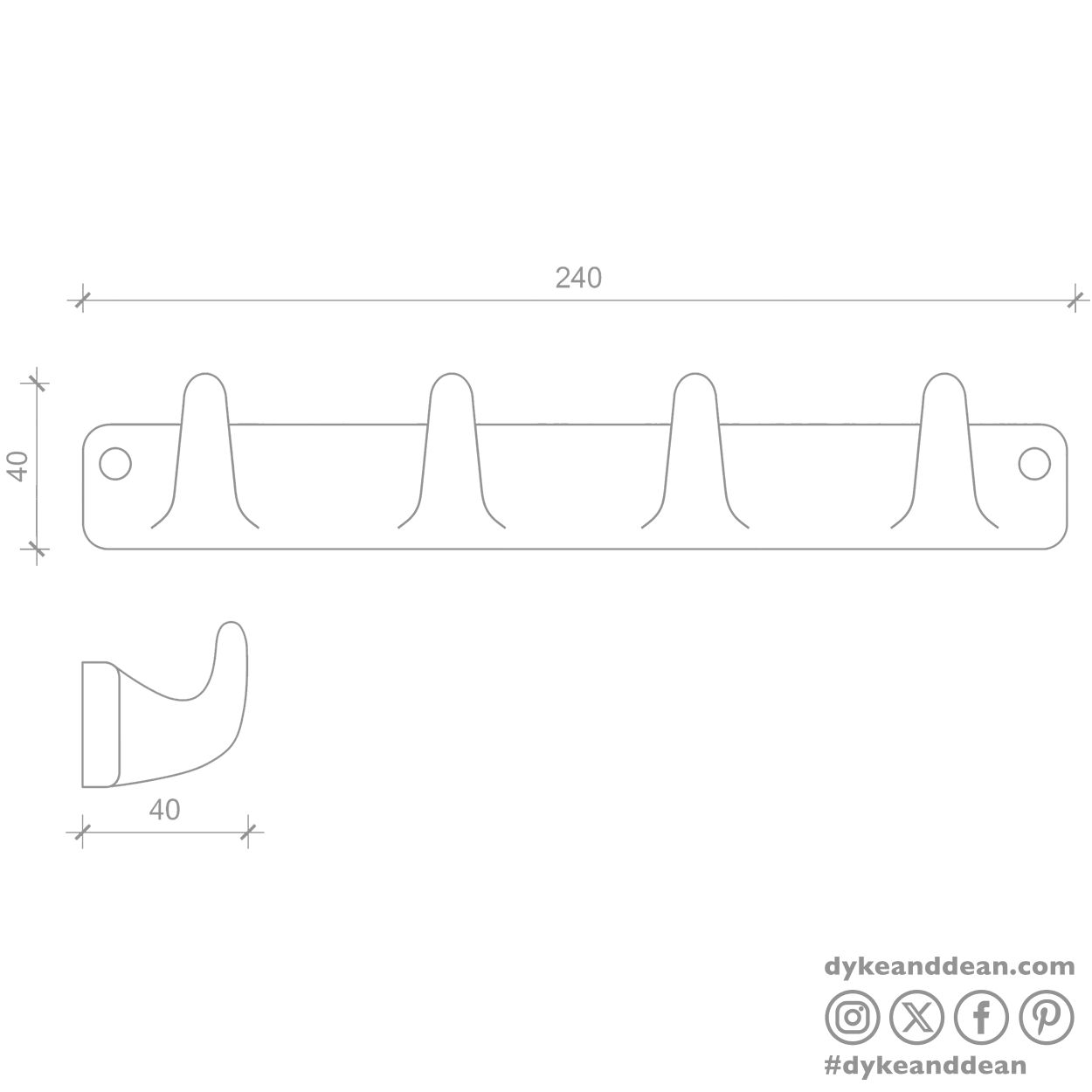 BLACK PORCELAIN HOOK 4 - DYKE & DEAN