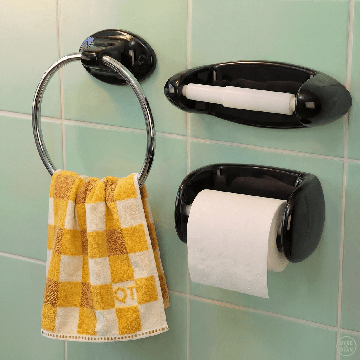 BLACK PORCELAIN TOILET PAPER HOLDER - DYKE & DEAN