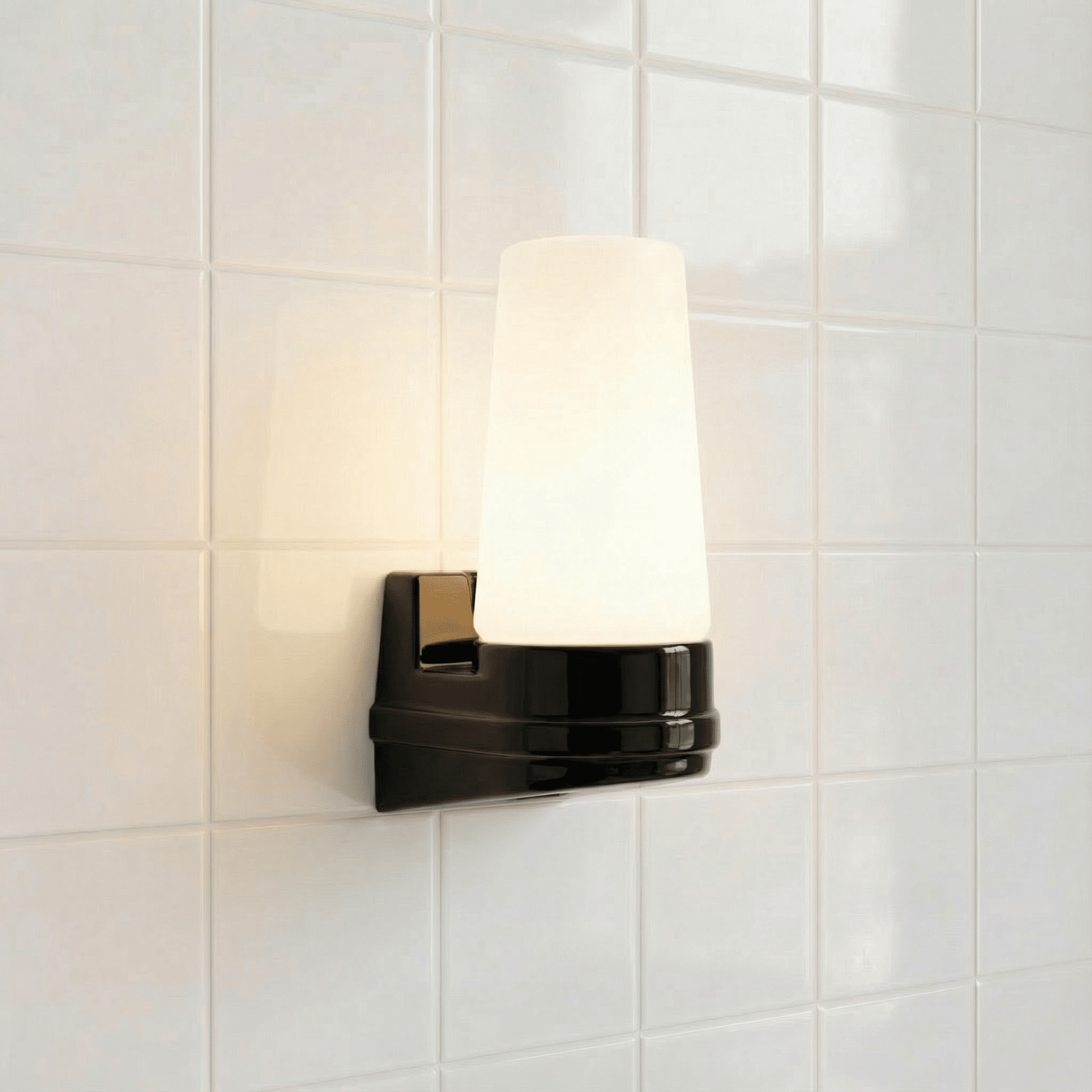 BLACK PORCELAIN WATERPROOF SWEDISH WALL LIGHT - DYKE & DEAN