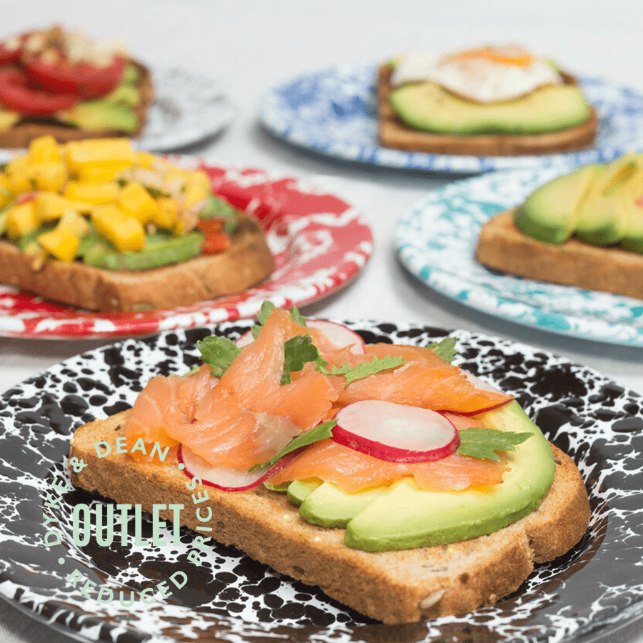 BLACK & WHITE SPLATTERWARE ENAMEL PLATE OUTLET - DYKE & DEAN