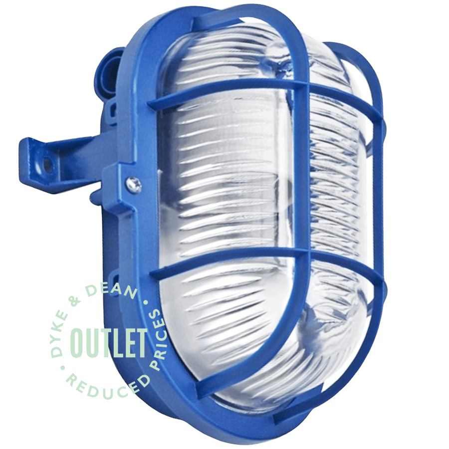 BLUE PLASTIC OVAL BULKHEAD LAMP OUTLET - DYKE & DEAN