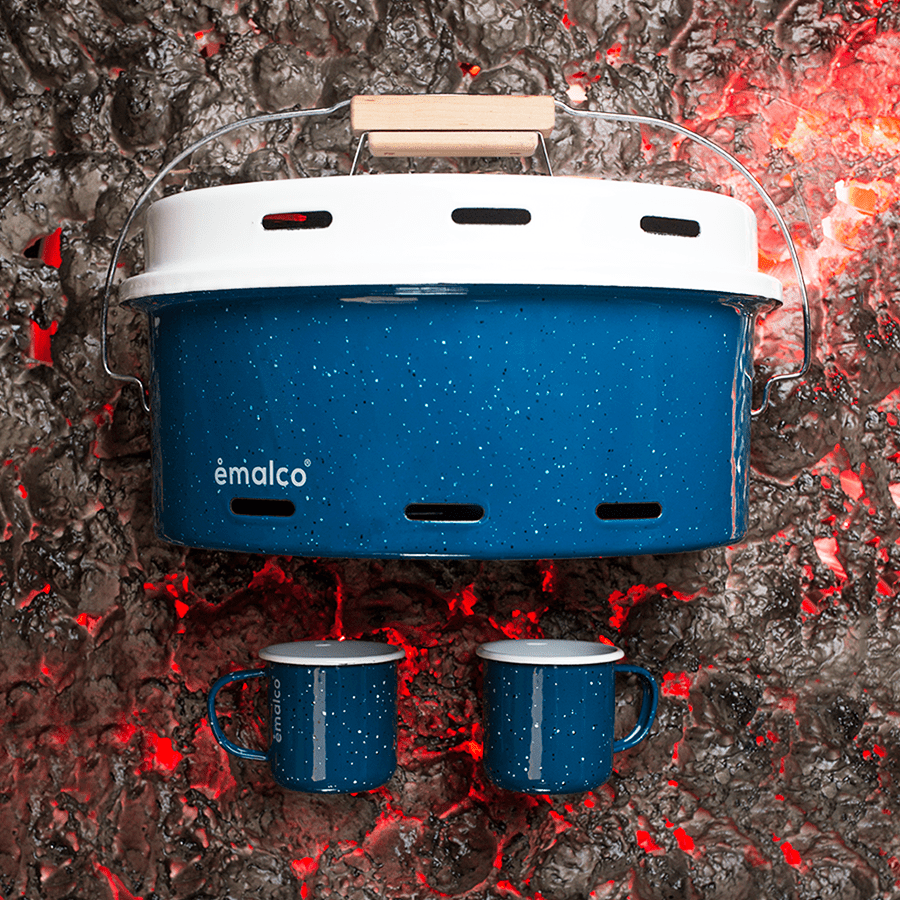 BLUE SPECKLED ENAMEL BARBEQUE - DYKE & DEAN