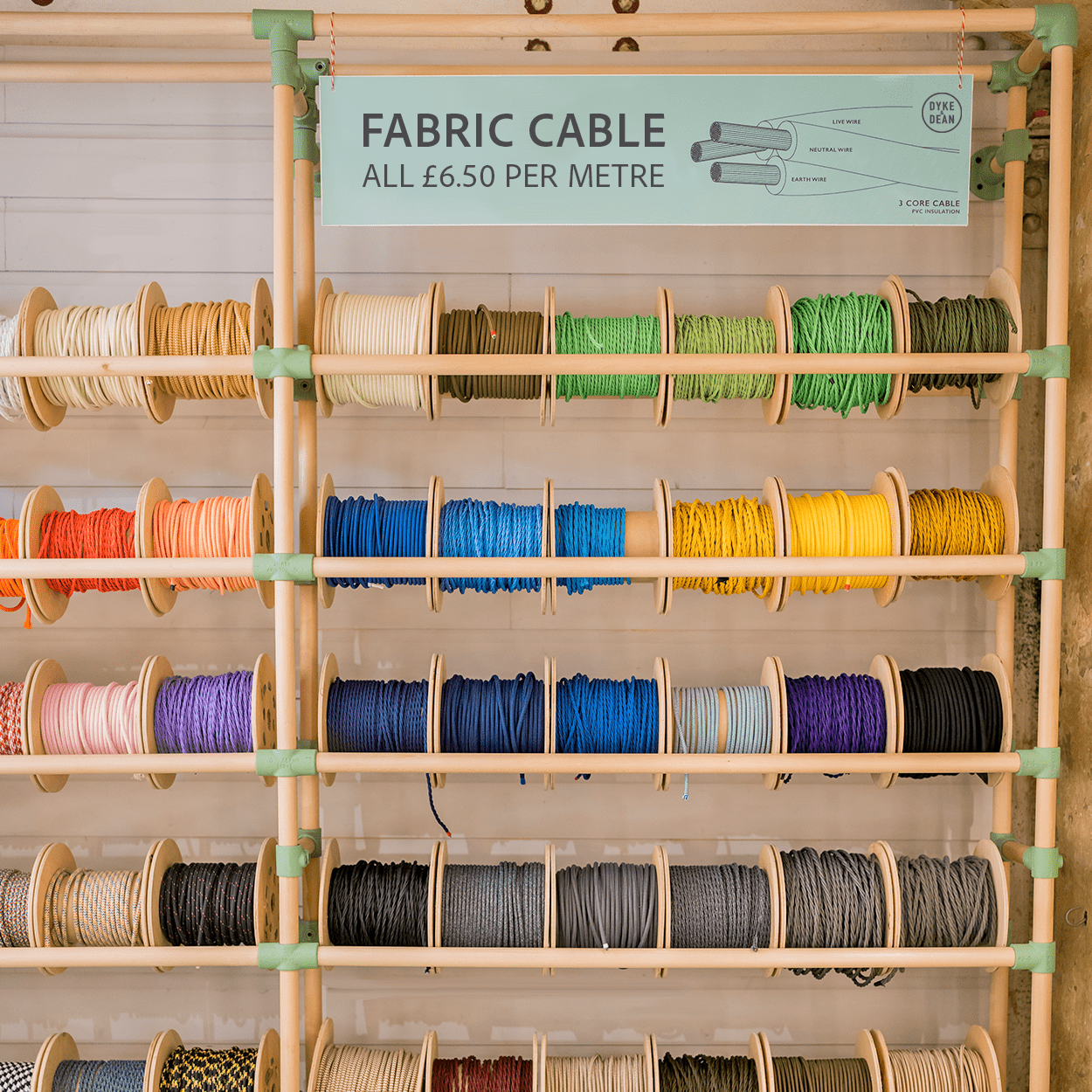 BRIGHT PINK TWISTED FABRIC CABLE - DYKE & DEAN