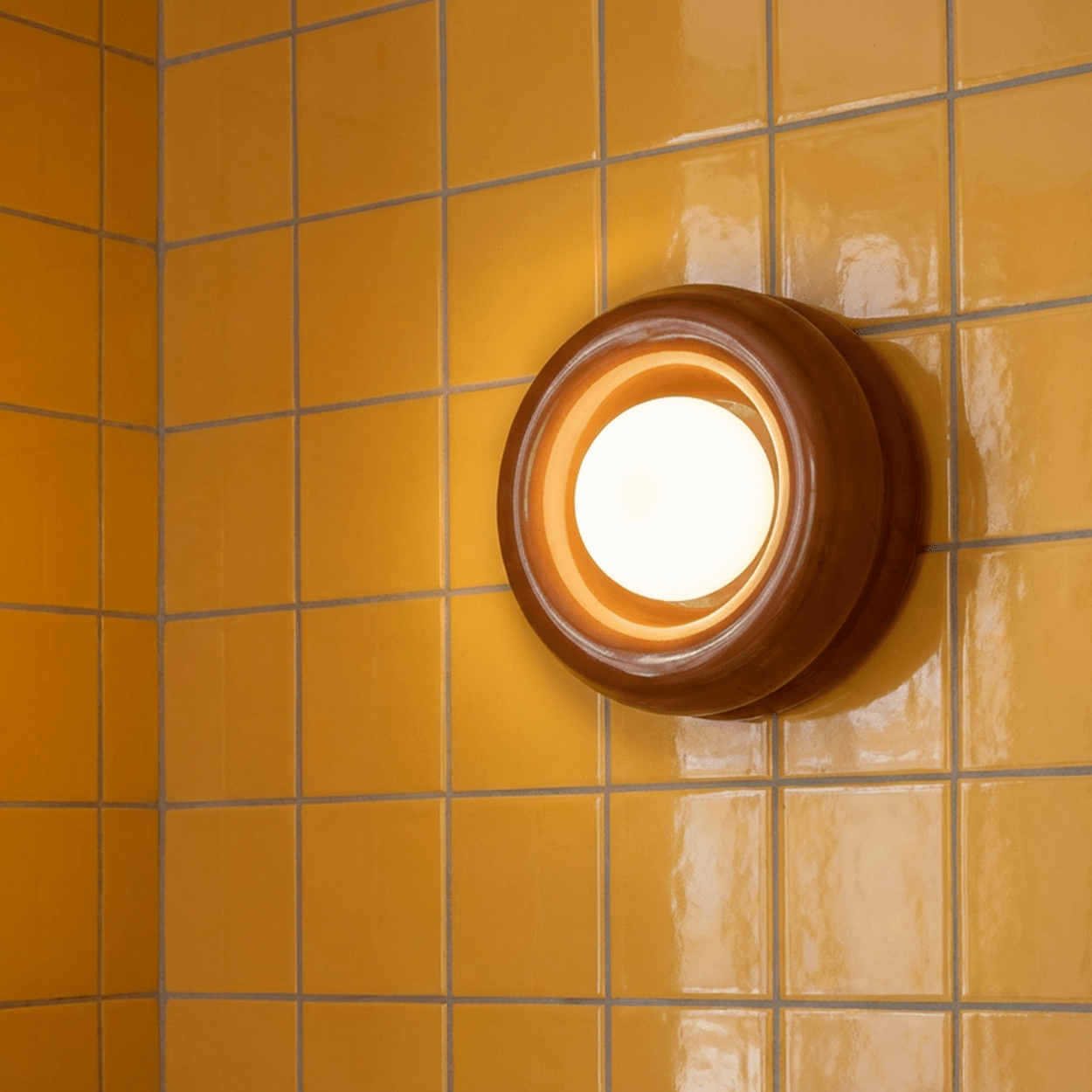 BROWN ORBIT GLASS GLOBE WALL CEILING LIGHT - DYKE & DEAN