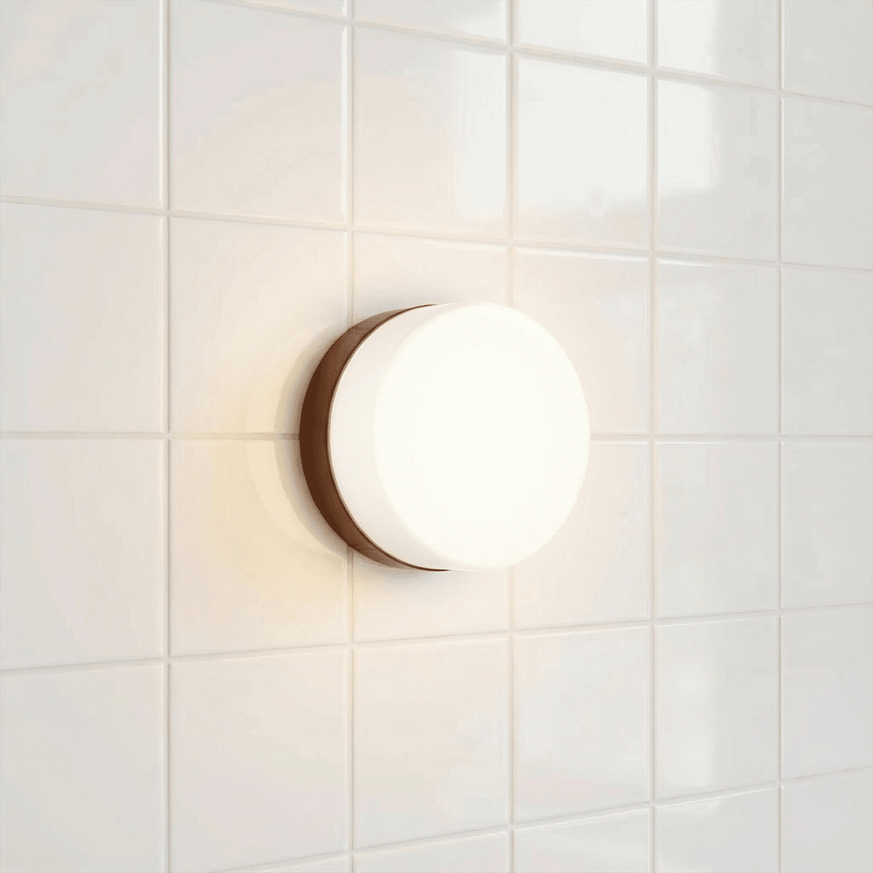 BROWN PORCELAIN WATERPROOF WALL DISC LIGHT - DYKE & DEAN