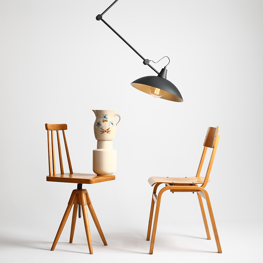 CANTILEVER ADJUSTABLE WALL CEILING LIGHT MELOS BLACK GOLD - DYKE & DEAN