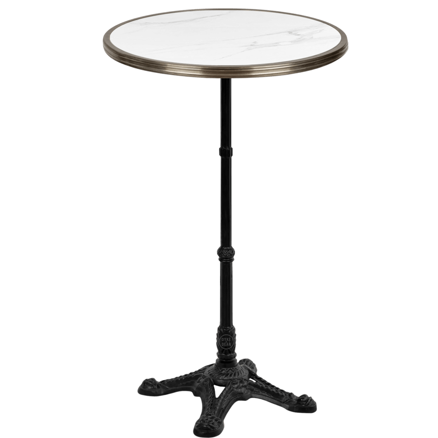 CARRARA WHITE CERAMIC FRENCH BISTRO BAR TABLE 24” - DYKE & DEAN