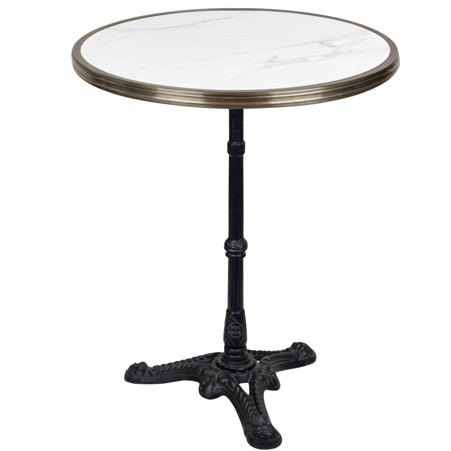 CARRARA WHITE CERAMIC FRENCH BISTRO TABLE 24” - DYKE & DEAN