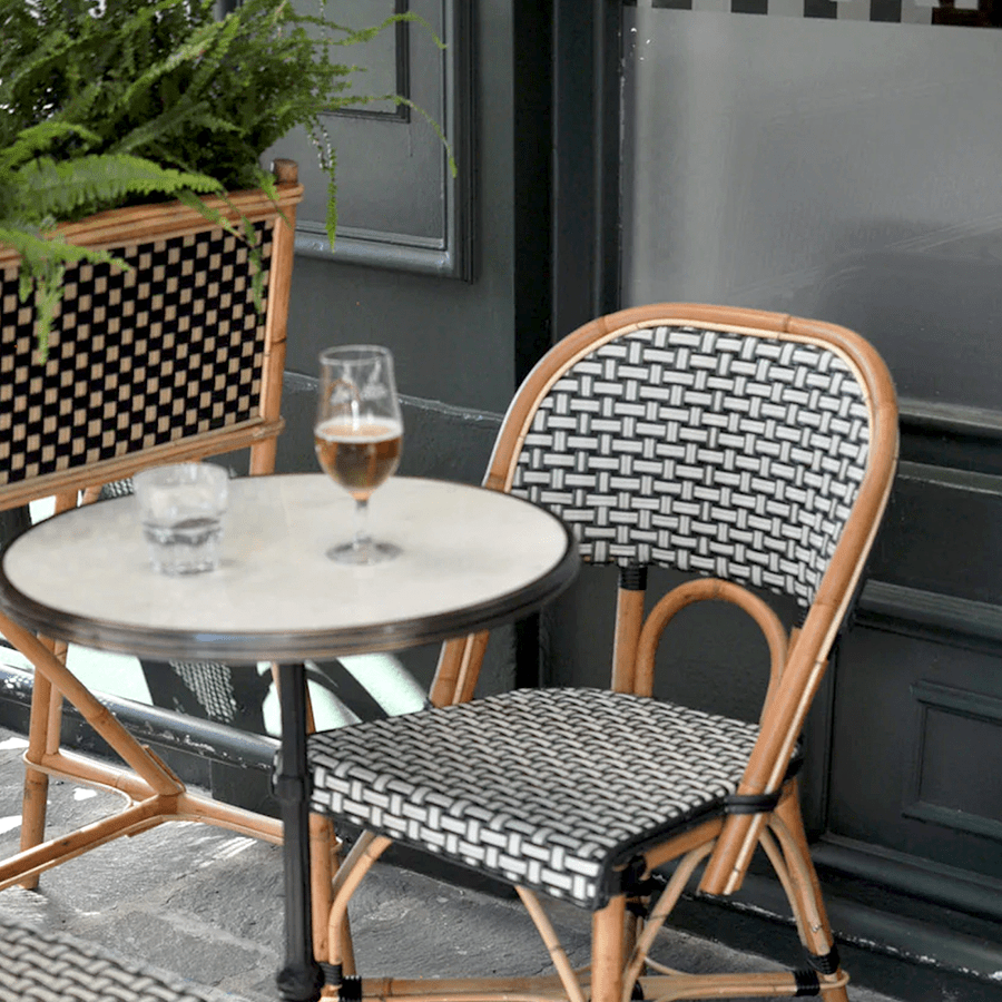 CARRARA WHITE MARBLE FRENCH BISTRO BAR TABLE 20” - DYKE & DEAN