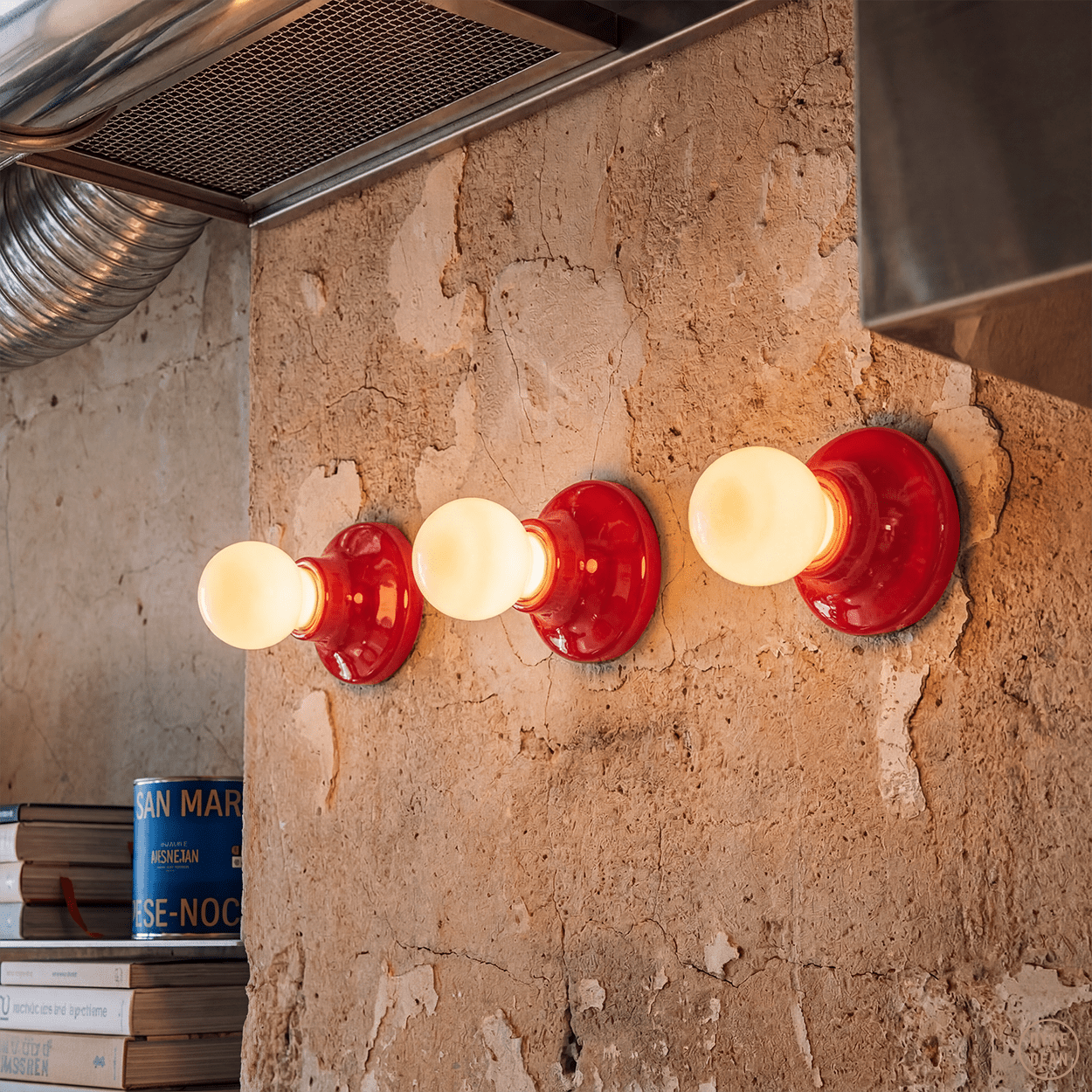 CERAMIC WALL & CEILING LAMP RED - DYKE & DEAN